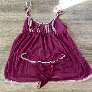 Vintage Victoria Secret in magenta Lingerie Set Size XL